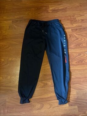 Men's Black Jogger Pants with Side Graphic